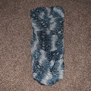 Blue snake skin body con dress